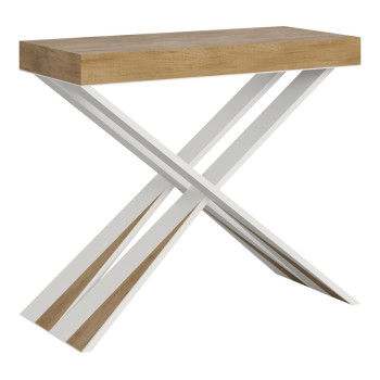 Diago console table with white legs - Diago Small extendable console table 90x40/196 cm with white ash legs