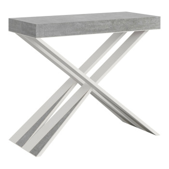 Diago console table with white legs - Diago Small extendable console table 90x40/196 cm with white ash legs