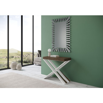 Diago console table with white legs - Diago Small extendable console table 90x40/196 cm with white ash legs