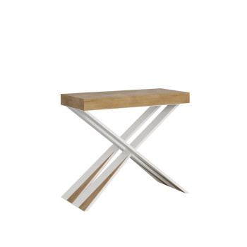Diago console table with white legs - Diago Small extendable console table 90x40/196 cm with white ash legs