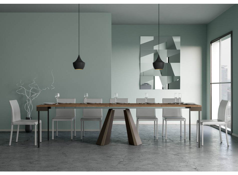 Diamante Evolution console table with bear legs and frame - Extendable console table 90x40/290 cm Diamante Evolution stained fir with bear frame and legs