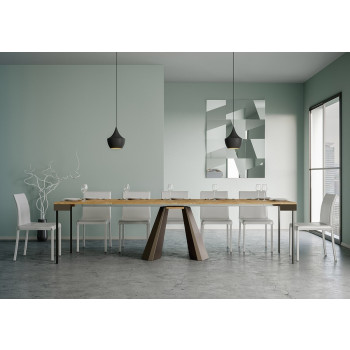 Diamante Evolution console table with bear legs and frame - Extendable console table 90x40/300 cm Diamante Evolution natural oak frame and bear legs