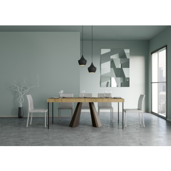 Diamante console table with bear legs - Extendable console table 90x40/196 cm Diamante Small Premium natural oak with bear frame