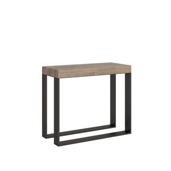 Elettra console table with anthracite frame - Extendable console table 90x40/196 cm Elettra Small White Ash with anthracite frame
