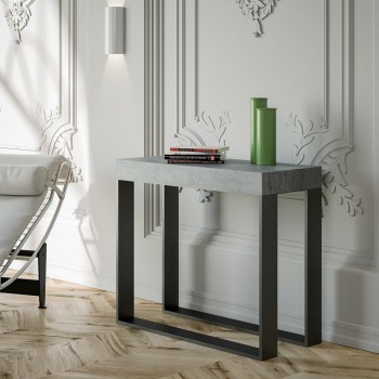 Elettra console table with anthracite frame - Extendable console table 90x40/300 cm Elettra White Ash with anthracite frame