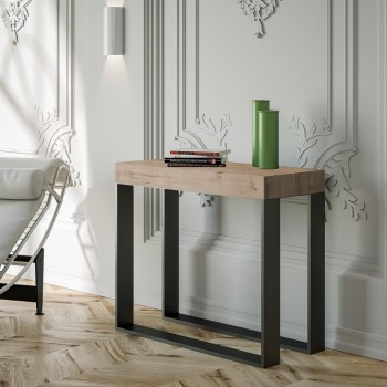 Elettra console table with anthracite frame - Extendable console table 90x40/300 cm Elettra White Ash with anthracite frame