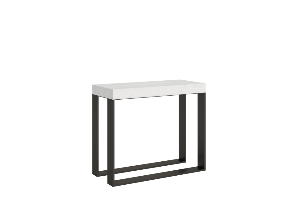Elettra console table with anthracite frame - Extendable console table 90x40/300 cm Elettra White Ash with anthracite frame
