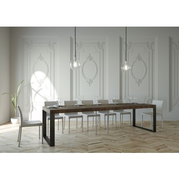 Elettra console table with anthracite frame - Extendable console table 90x40/300 cm Elettra Premium Natural Oak with anthracite frame