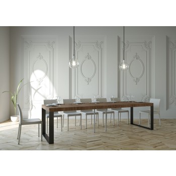 Elettra console table with anthracite frame - Extendable console table 90x40/300 cm Elettra Premium Natural Oak with anthracite frame