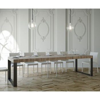 Elettra console table with anthracite frame - Extendable console table 90x40/300 cm Elettra Premium Natural Oak with anthracite frame