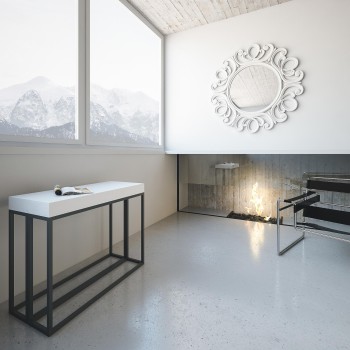 Epoca Console Table with Anthracite Frame - Extendable Console Table 90x40/196 cm Epoca Small White Ash with Anthracite Frame