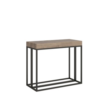 Epoca Console Table with Anthracite Frame - Extendable Console Table 90x40/196 cm Epoca Small Premium Natural Oak with Anthracite Frame