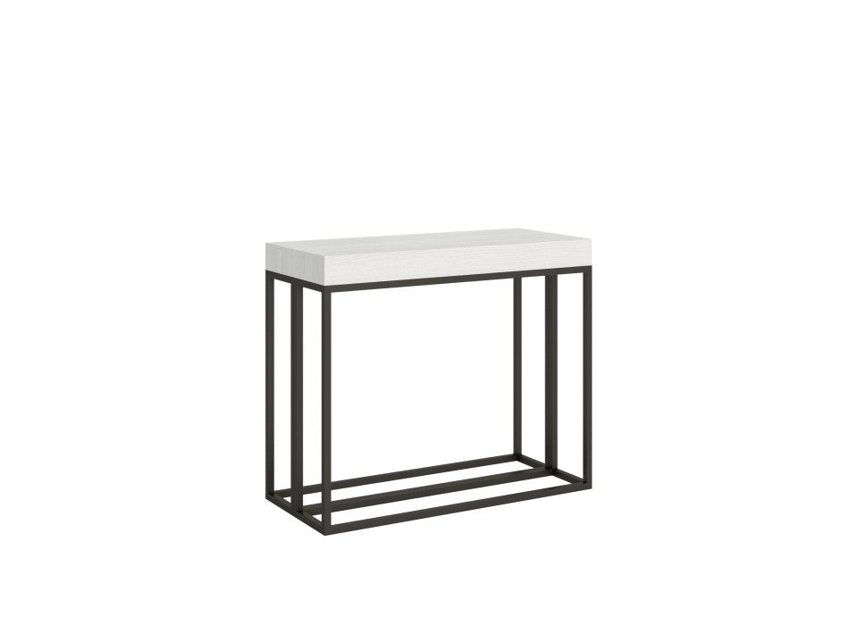 Epoca console table with anthracite frame - Extendable console table 90x40/300 cm Epoca White Ash with anthracite frame