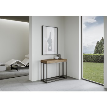 Epoca console table with anthracite frame - Extendable console table 90x40/300 cm Epoca Premium Natural Oak with anthracite frame