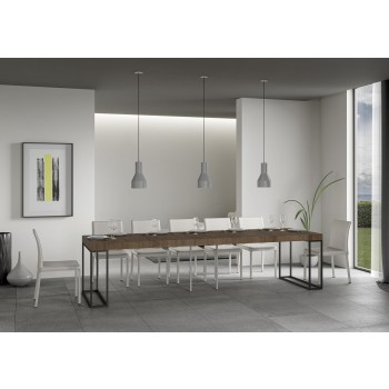 Epoca console table with anthracite frame - Extendable console table 90x40/300 cm Epoca Premium Natural Oak with anthracite frame