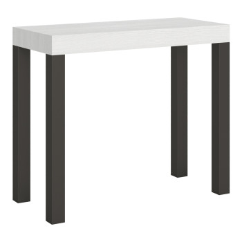 Everyday console table with anthracite legs - Everyday Small extendable console table 90x40/196 cm with white ash and anthracite legs