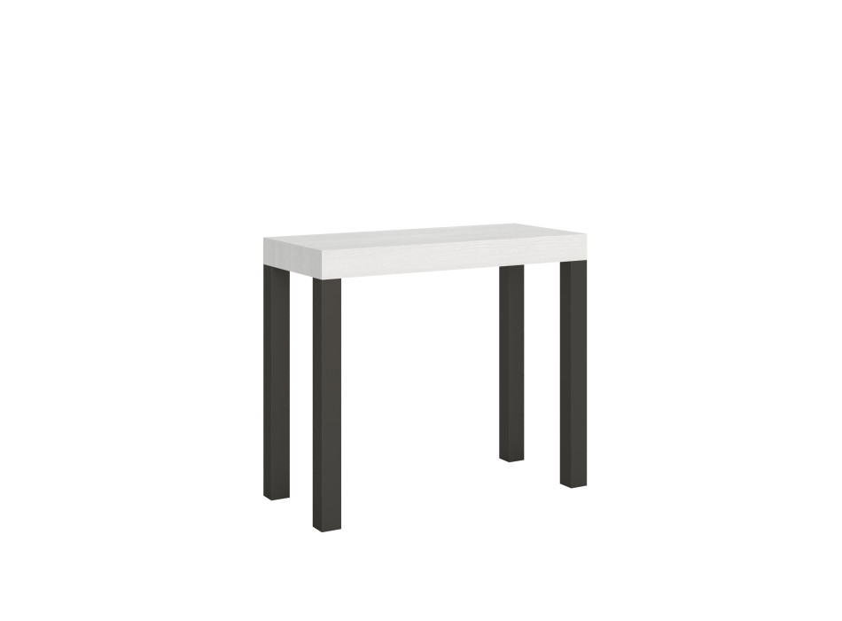 Everyday console table with anthracite legs - Everyday Small extendable console table 90x40/196 cm with white ash and anthracite legs