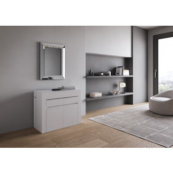 Evolve console table with lower and upper bench - Extendable console table 90x42/302 cm Evolve white ash with internal extensions with lower and upper bench