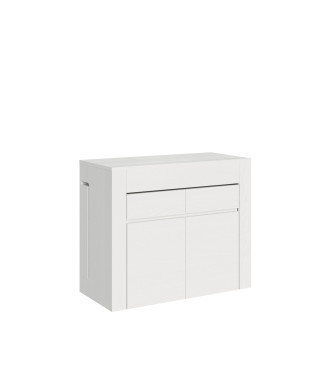 Evolve console table with lower and upper bench - Extendable console table 90x42/302 cm Evolve white ash with internal extensions with lower and upper bench