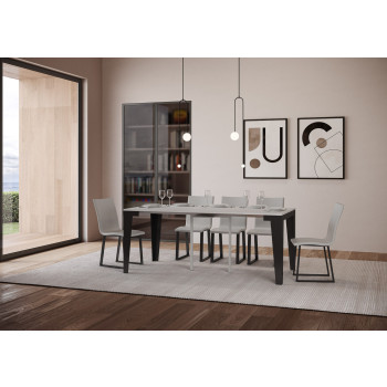 Flame Evolution console table with anthracite legs and frame - Flame Small Evolution extendable console table 90x40/196 cm with white ash frame and anthracite legs