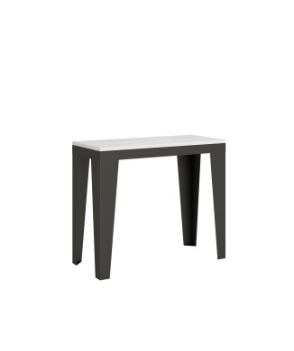 Flame Evolution console table with anthracite legs and frame - Flame Small Evolution extendable console table 90x40/196 cm with white ash frame and anthracite legs