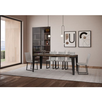 Flame Evolution console table with anthracite legs and frame - Flame Evolution extendable console table 90x40/300 cm with white ash finish and anthracite legs and frame