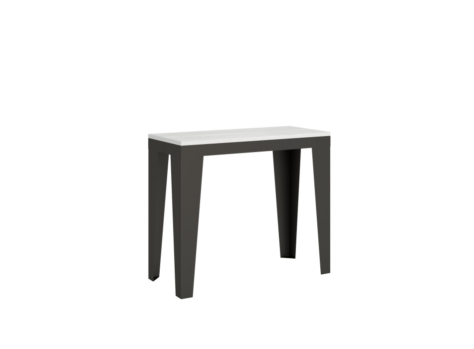 Flame Evolution console table with anthracite legs and frame - Flame Evolution extendable console table 90x40/300 cm with white ash finish and anthracite legs and frame