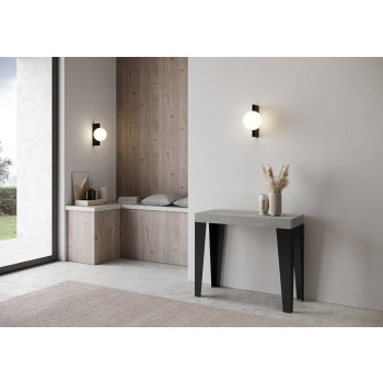 Flame console table with anthracite legs - Flame Small extendable console table 90x40/196 cm with white ash and anthracite legs