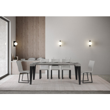 Flame console table with anthracite legs - Flame Small extendable console table 90x40/196 cm with white ash and anthracite legs