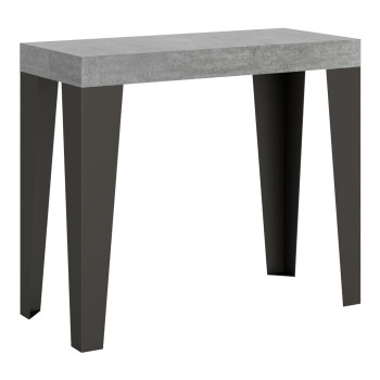 Flame console table with anthracite legs - Flame Small extendable console table 90x40/196 cm with white ash and anthracite legs