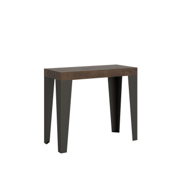 Flame console table with anthracite legs - Flame Small extendable console table 90x40/196 cm with white ash and anthracite legs