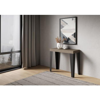 Flame console table with anthracite legs - Flame Small extendable console table 90x40/196 cm with white ash and anthracite legs