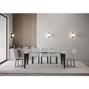 Flame console table with anthracite legs - Flame Small extendable console table 90x40/196 cm with white ash and anthracite legs