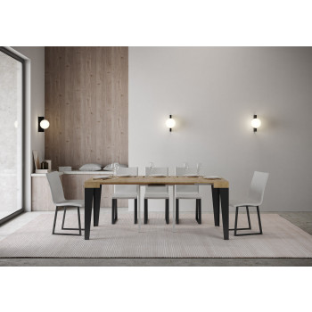 Flame console table with anthracite legs - Flame Small extendable console table 90x40/196 cm with white ash and anthracite legs