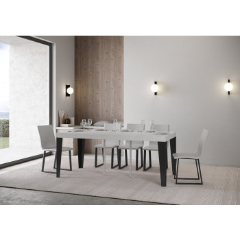 Flame console table with anthracite legs - Flame Small Premium extendable console table 90x40/196 cm with white ash wood and anthracite legs