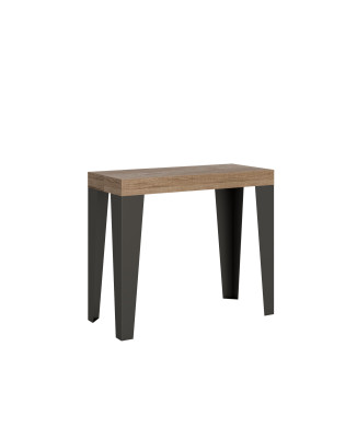 Flame console table with anthracite legs - Extendable console table 90x40/196 cm Flame Small Premium natural oak with anthracite legs