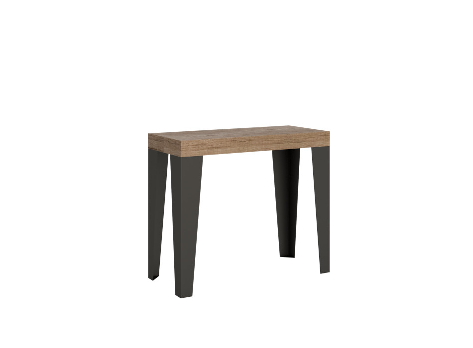 Flame console table with anthracite legs - Extendable console table 90x40/196 cm Flame Small Premium natural oak with anthracite legs