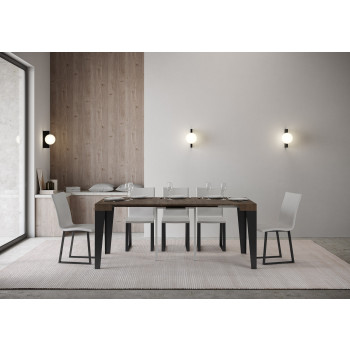 Flame console table with anthracite legs - 90x40/300 cm Flame extendable console table with white ash and anthracite legs