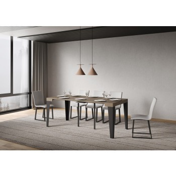 Flame console table with anthracite legs - 90x40/300 cm Flame extendable console table with white ash and anthracite legs