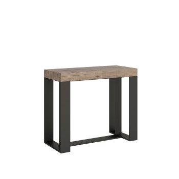 Futura console table with anthracite frame - Extendable console table 90x40/196 cm Futura Small White Ash with anthracite frame