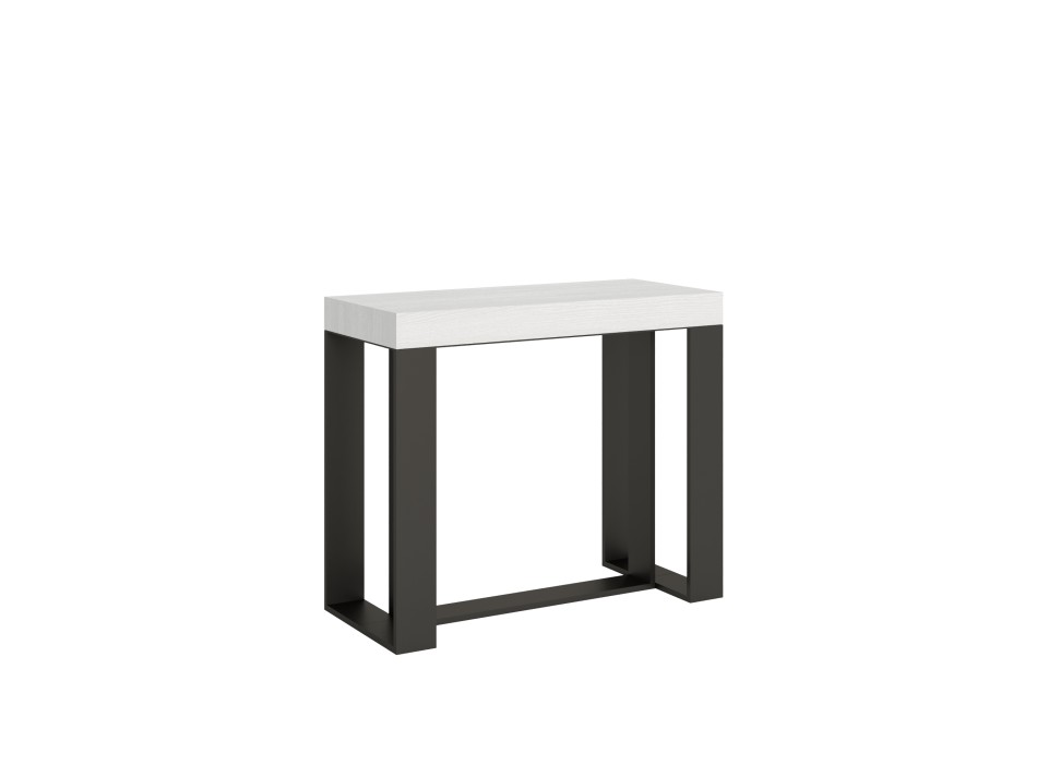 Futura console table with anthracite frame - Extendable console table 90x40/196 cm Futura Small White Ash with anthracite frame