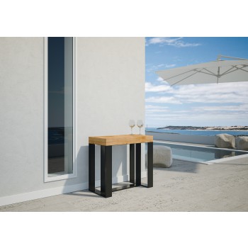 Futura console table with anthracite frame - Extendable console table 90x40/300 cm Futura Premium Natural Oak with anthracite frame