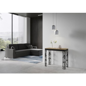 Ghibli Evolution console table with anthracite frame - Extendable console table 90x40/196 cm Ghibli Small Evolution White Ash with anthracite frame