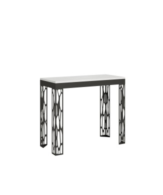 Ghibli Evolution console table with anthracite frame - Extendable console table 90x40/196 cm Ghibli Small Evolution White Ash with anthracite frame