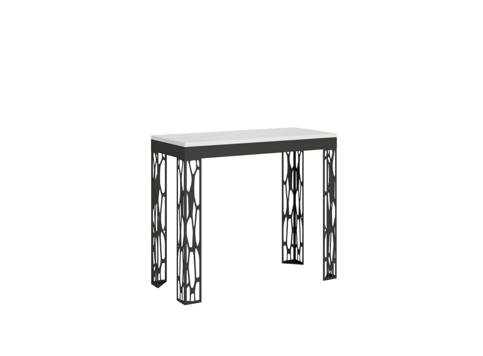 Ghibli Evolution console table with anthracite frame - Extendable console table 90x40/196 cm Ghibli Small Evolution White Ash with anthracite frame