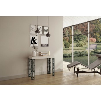 Ghibli console table with anthracite frame - Extendable console table 90x40/196 cm Ghibli Small White Ash with anthracite frame