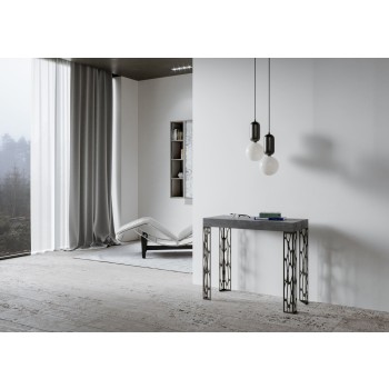 Ghibli console table with anthracite frame - Extendable console table 90x40/196 cm Ghibli Small White Ash with anthracite frame