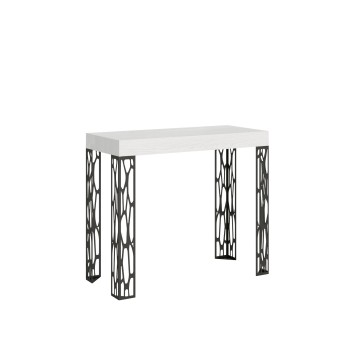 Ghibli console table with anthracite frame - Extendable console table 90x40/196 cm Ghibli Small White Ash with anthracite frame
