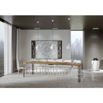 Ghibli console table with anthracite frame - Extendable console table 90x40/300 cm Ghibli White Ash with anthracite frame