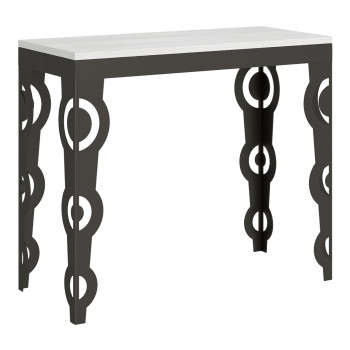 Karamay Evolution console table with anthracite legs and frame - Karamay Evolution extendable console table 90x40/300 cm with white ash frame and anthracite legs